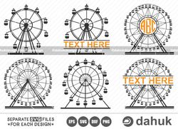 ferris wheel svg, wheel vector, ferris wheel clipart, ferris wheel cuttable design, cut file, for silhouette, svg, eps,