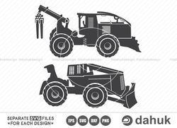 log skidder svg, skidder svg, logging svg, construction vehicle svg, skid steer loader machine svg, cut file for silhoue