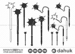 mace svg, medieval mace svg, mace clipart, medieval weapon svg, cut file for silhouette, svg, eps, dxf, png, clipart cri