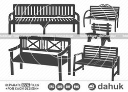 park bench svg, bench svg, wooden park bench svg, bench furniture svg, cut file for silhouette, svg, dxf, png, clipart c