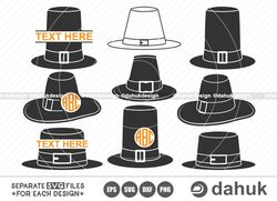 pilgrim hat svg cut files, hat svg, pilgrim hat silhouette, pilgrim cricut, cut file, for silhouette, svg, eps, dxf, png