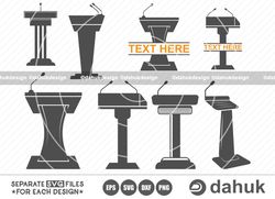 podium stand svg, podium stand clipart, speaker podium svg, lecture podium svg, cut file for silhouette, svg, eps, dxf,