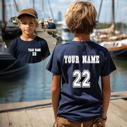 custom kids name and back number, personalized sports t-shirt, sport team tee, your team shirts, tod