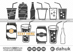 soda icon svg, soda vector, soda bottle, soda can icons, cut file for silhouette, svg, eps, dxf, png, clipart cricut des