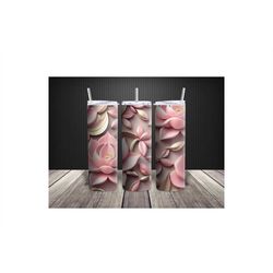 3d pink and cream floral, 20 oz sublimation tumbler, physical product