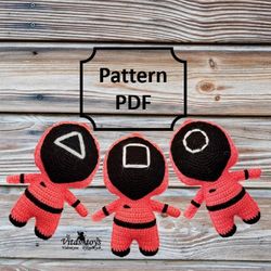 toy squid game soldier crochet amigurumi rag doll pattern