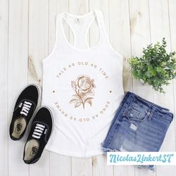 tale as old as time, vintage belle princess tank top, beauty and the beast tanks, belle rose shirt, disneyworld vacation