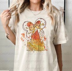 disney watercolor castle minnie autumn shirt, disney castle, disney vacation shirt, disney trip, disney family shirt, fa