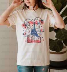 disney watercolor castle minnie independence day shirt, disney castle, disney vacation shirt, disney trip, disney family