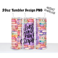 watercolor one more chapter 20oz  skinny tumbler sublimation png, waterslide, uv dtf,  digital instant download