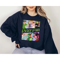 peter pan vintage retro captain hook tinker bell t-shirt disney summer trip sweatshirt hoodie vacation 2023 gift for men