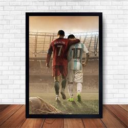 lionel messi and ronaldo football poster canvas wall art home decor (no frame)
