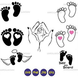 baby feet svg, baby footprint, baby feet instant download svg, png, eps, jpg files, newborn svg, digital download cricut