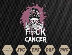 fuck breast cancer warrior pink ribbon messy bun hair svg, eps, png, dxf, digital download