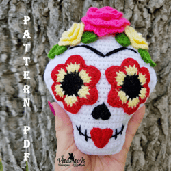 toy halloween frida scull crochet amigurumi rag doll pattern