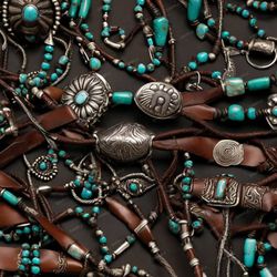 leather and turquoise rodeo 44 seamless tileable repeating pattern