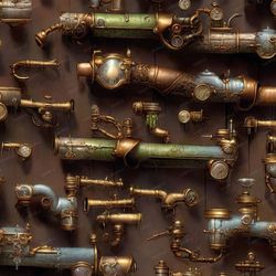 steampunk paraphenelia 43 seamless tileable repeating pattern