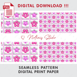 trendy pink 3d inflated puff pattern - barbie style - seamless tileable pattern - digital paper - png 300 dpi