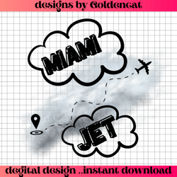 miami jet embroidery svg and png