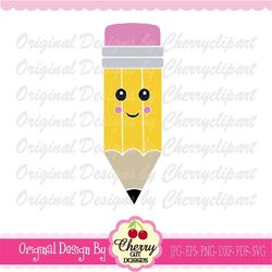 pencil svg, smiling pencil svg,back to school svgsilhouette & cricut cut files, pencil clip art, t-shirt iron on, tranfe