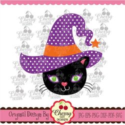 halloween witch black cat svg dxf halloween silhouette  & cricut cut files digihl18 -personal and commercial use