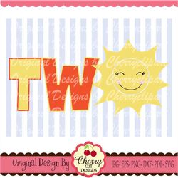 two svg dxf sunshine two svg birthday silhouette & cricut cut files bir02 - personal and commercial use