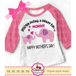 elephant with hearts svg dxf, mother's day two elephants svg silhouette & cricut cut files fmsvg11