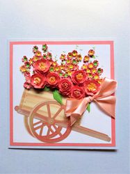 handmade floral greeting card, all occasion card, mother's day card, birthday card, flowers card, card with 3d flowers