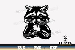 raccoon with arms crossed svg funny animal png clipart for t-shirt design nature woodland cricut files