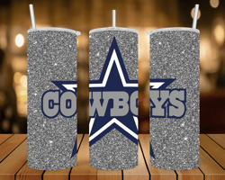 cowboys on gray glitter background- 20 oz skinny tumbler wrap - sublimation design - png file