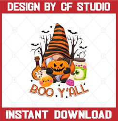 boo y'all gnome png, pumpkin png, happy halloween png, spooky png, boo png, digital download, sublimation design