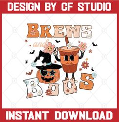 halloween png, brews and boos png, funny halloween sublimation design, retro halloween png, fall png, spooky png, ghost
