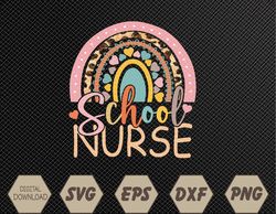 funny school nurse rainbow leopard nurse back to school svg, eps, png, dxf, digital download