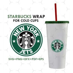 new york jets starbucks wrap svg, sport svg, new york jets svg, jets svg, nfl starbucks svg, jets starbucks wrap, jets s