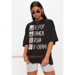 k-pop unisex tees kpop ramen bubble tea boba south korea music t-shirt, kpop lover gifts, kdrama k-drama, girls boys dau