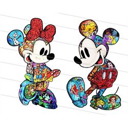 mickey & minnie splash of color, cartoon characters png, waterslide sublimation, mickey, printable decal, image download