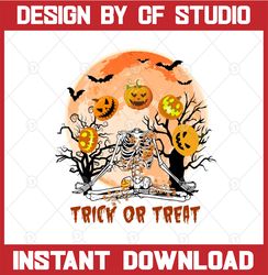 trick or treat skeleton png, pumpkin png,halloween, skeleton png, spooky png, trick or treat, digital download, sublimat