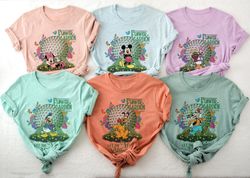 retro disney epcot flower garden festival group shirt, mickey and friends shirt, disney epcot international flower and g