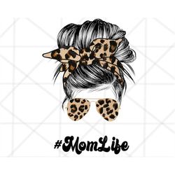 cheetah print mom life mom skull bun hair sunglasses leopard print headband mom life png sublimation design downloads -