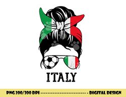 italian soccer girl mom messy bun italy flag football fan png, sublimation copy