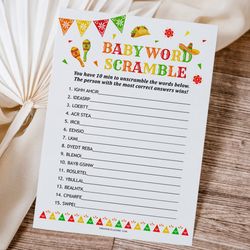 word scramble mexican baby shower game, mexican fiesta baby shower word scramble game, baby scramble words
