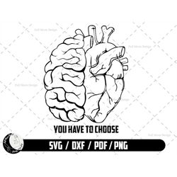 heart and brain svg, mental health svg, brain png, digital download