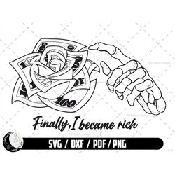 money lover svg, skeleton hands svg, doller png, dead hands svg, digital download