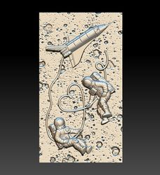 3d stl model file panel cosmonauts love for cnc router engraver carving