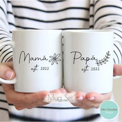 mam, pap mug set - mama gift, papa gift, new mama gift, new papa mug, pregnancy announcement, baby reveal mug, pregnancy