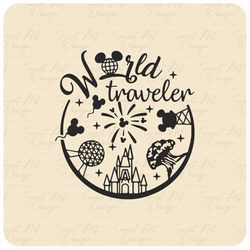 world park svg, castle park mouse svg, world traveler svg, customize gift svg, vinyl cut file, svg, pdf, jpg, png, ai pr