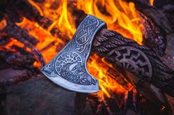 engraved viking axe