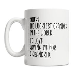 luckiest grandpa mug - papa gift mug from grandkid - cute grandpa gift idea - grandpa father's day gift - funny grandpa