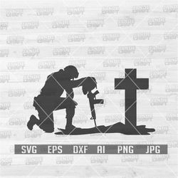 soldier kneeling in the cross | kneeling svg | kneeling soldier svg | soldier svg | military svg | veteran svg | army sv