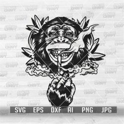 high monkey smoking weed svg | rasta animal clipart | 420 stencil | smoking joint png | cannabis shirt design | marijuan